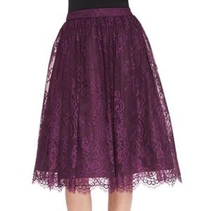 Alice & Olivia Purple Lace Midi A-Line Skirt, Size 6